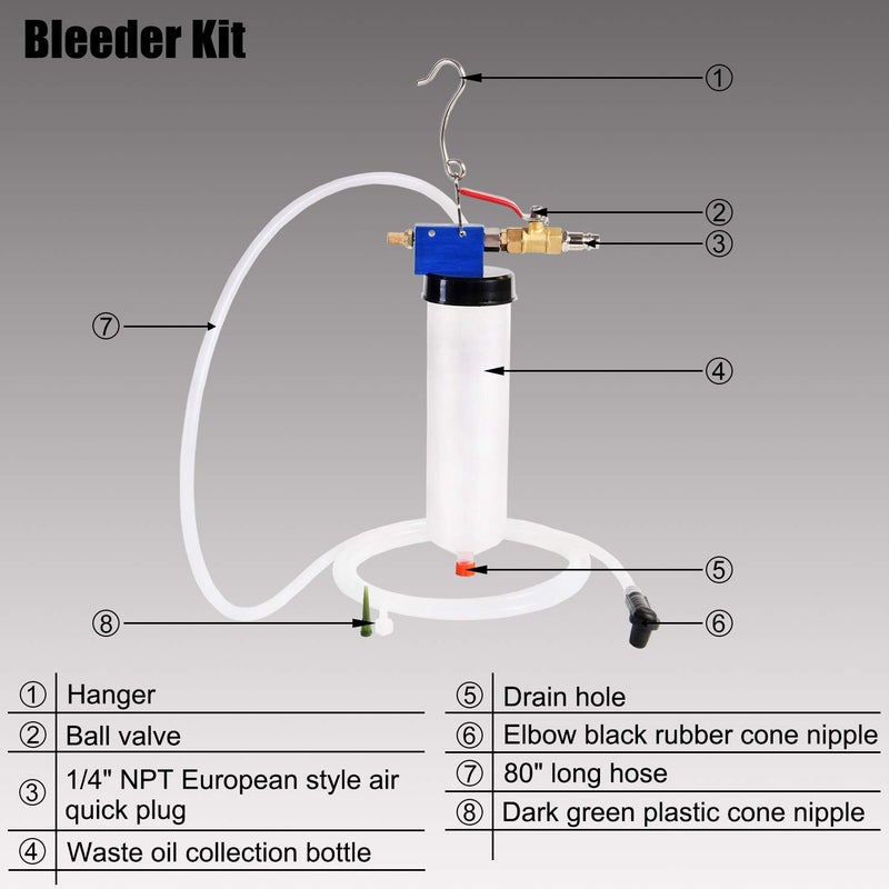 YSTOOL أداة سحب الهواء لسوائل الفرامل والدبرياج - مجموعة أدوات لتغيير زيت الفرامل وزيت الدبرياج وزيت التوجيه المعزز وزيت المحرك للاستخدام في السيارات والشاحنات والدراجات النارية - Image 2